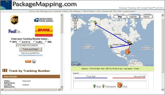 El servicio packagemapping.com le permite mostrar la ubicación y la ruta de su paquete en el mapa