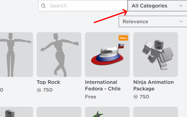 Todas las categorías en el catálogo