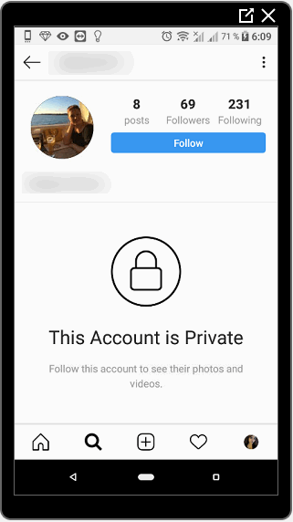 Cuenta privada en Instagram