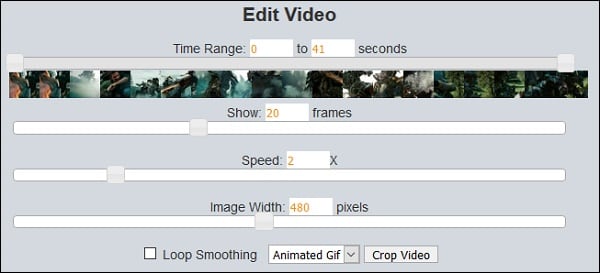 Configuración de video en lunapic.com
