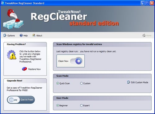 Comprobación del registro con Regcleaner